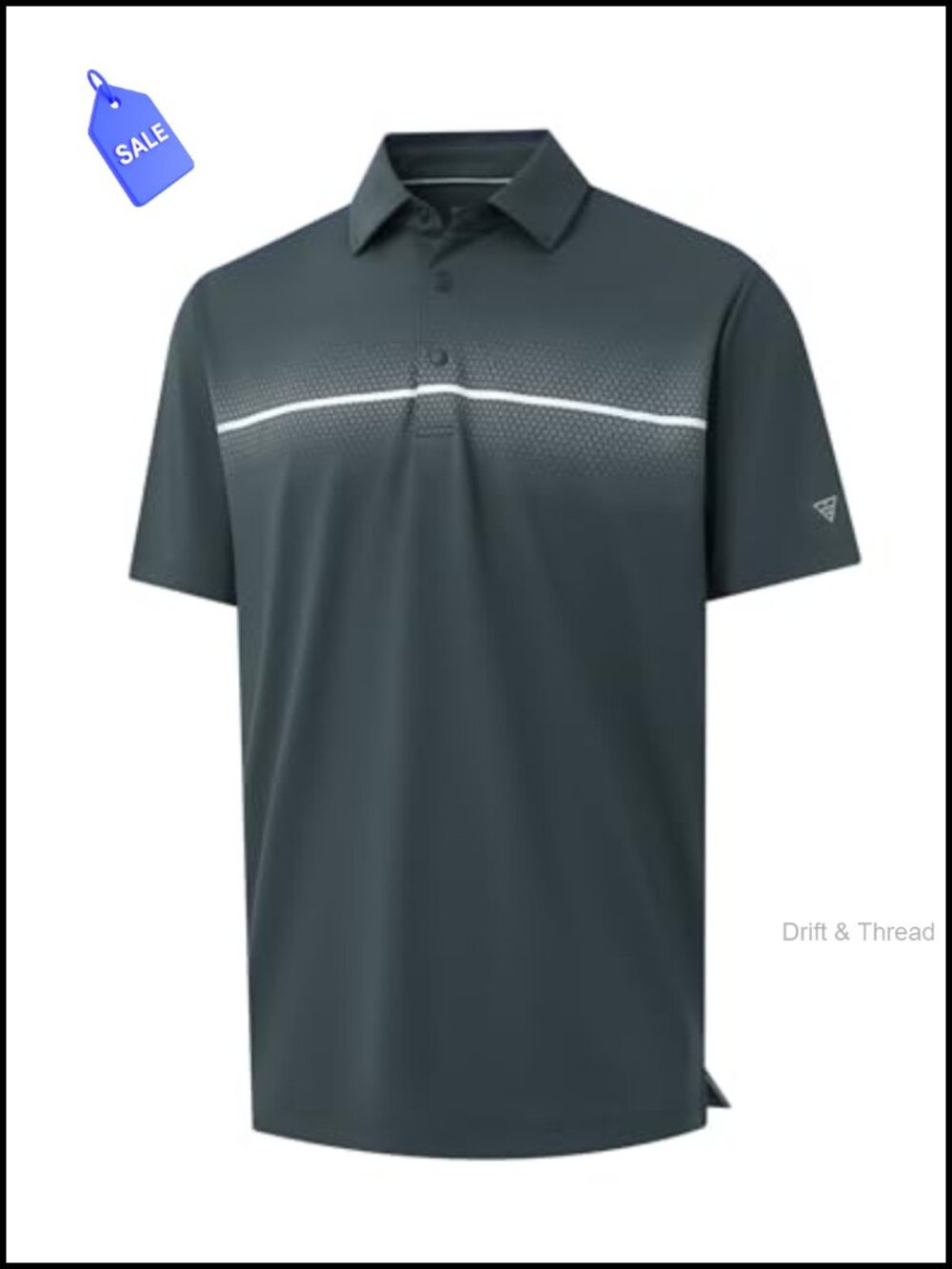Mens Striped Golf Polo Shirt Short Sleeve Moisture Wicking Snap Placket